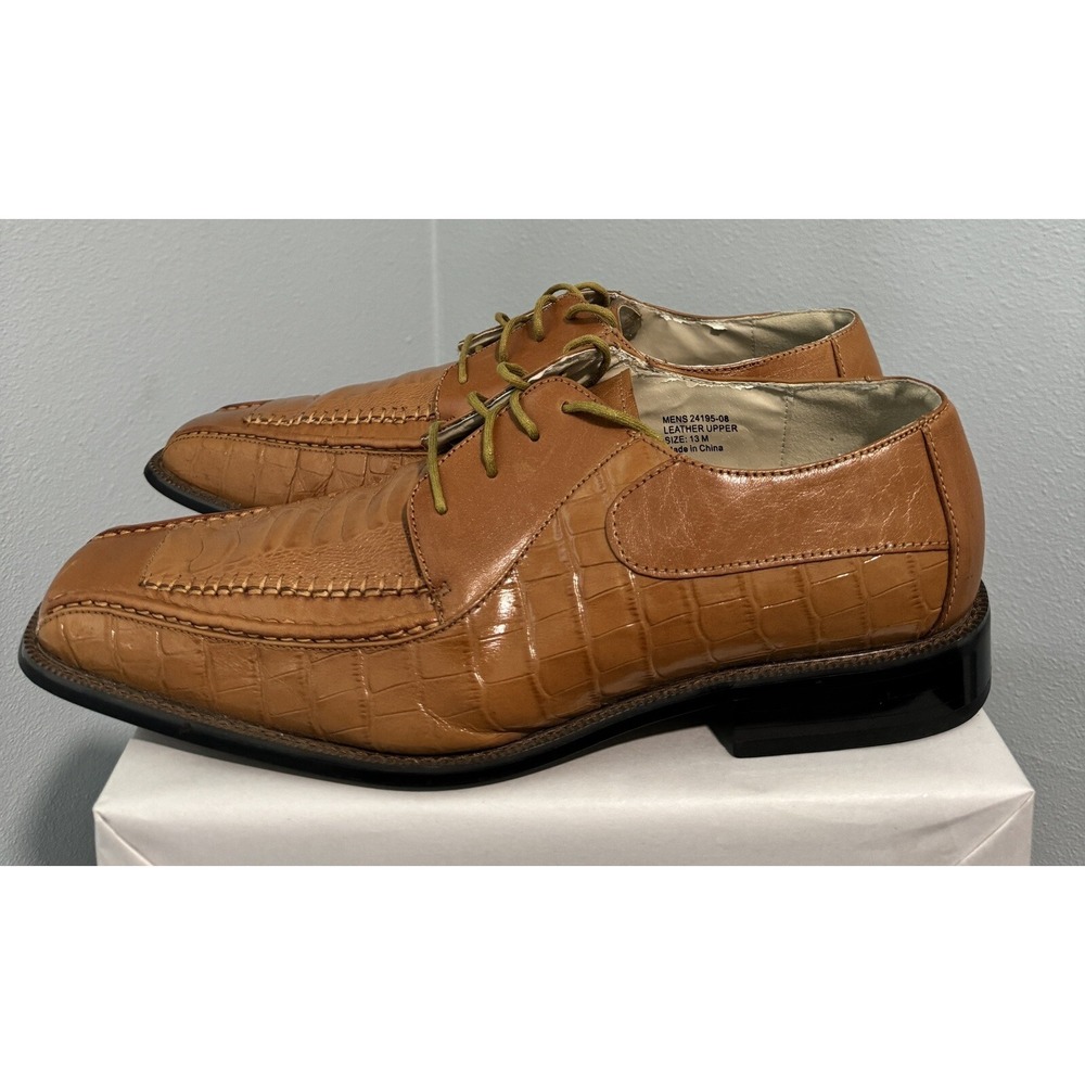 Stacy Adams 24195-08 Bicycle Square Croc Alligator Print Oxfords Mens 13 M